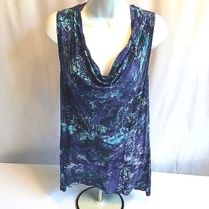 Mossimo Women's Multi-Colored Blue Scoop Neck Sleeveless Blouse Size Large